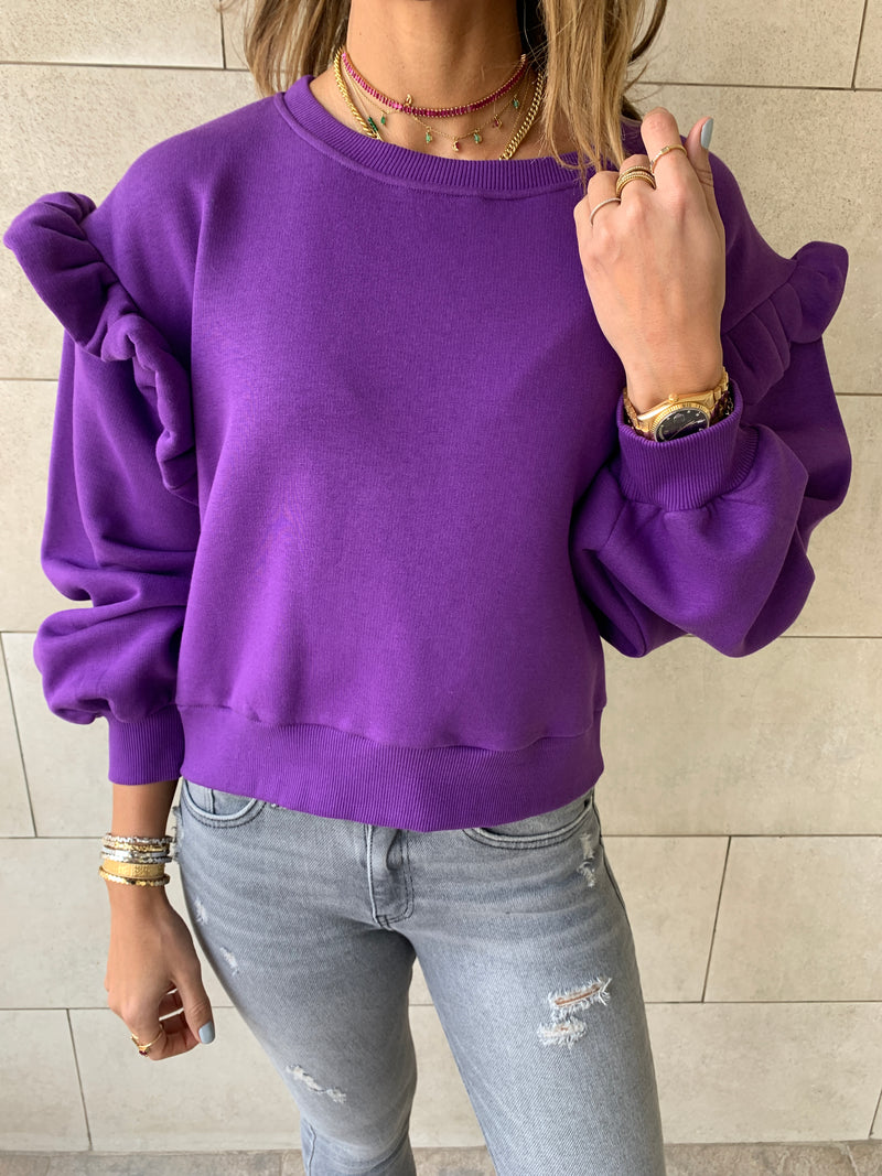 Black Pippa Ruffle Sweatshirt – Frillu