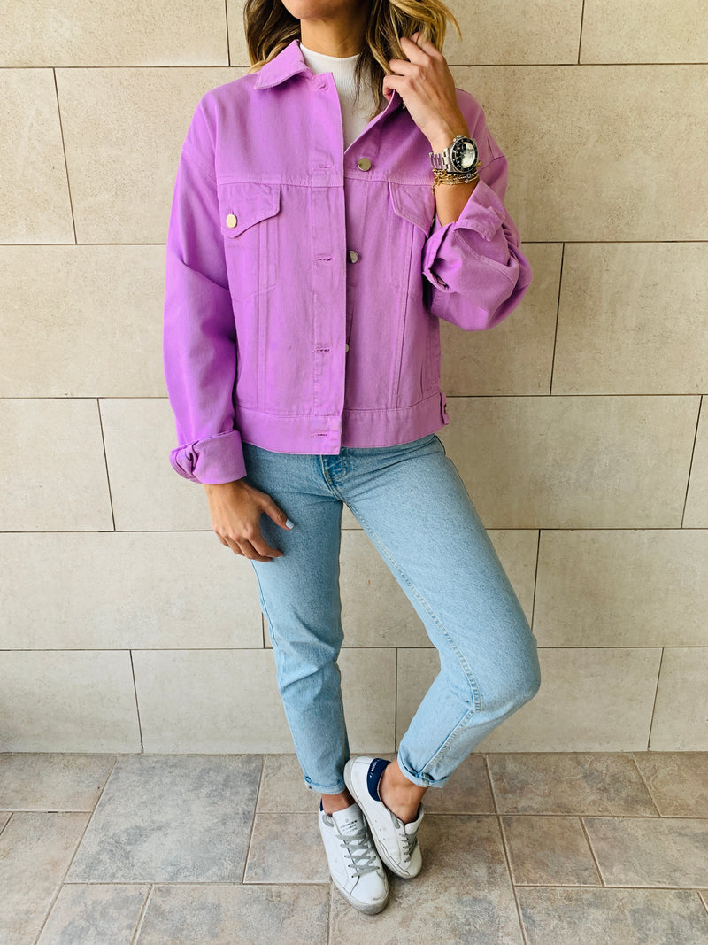 Purple denim hot sale jacket outfit