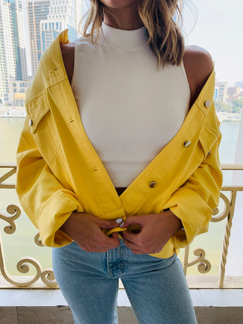 Pastel yellow outlet jeans