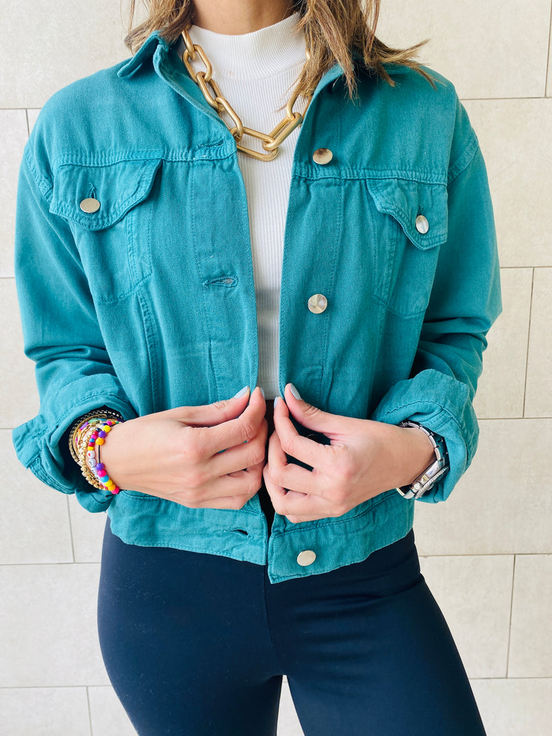 Teal denim best sale