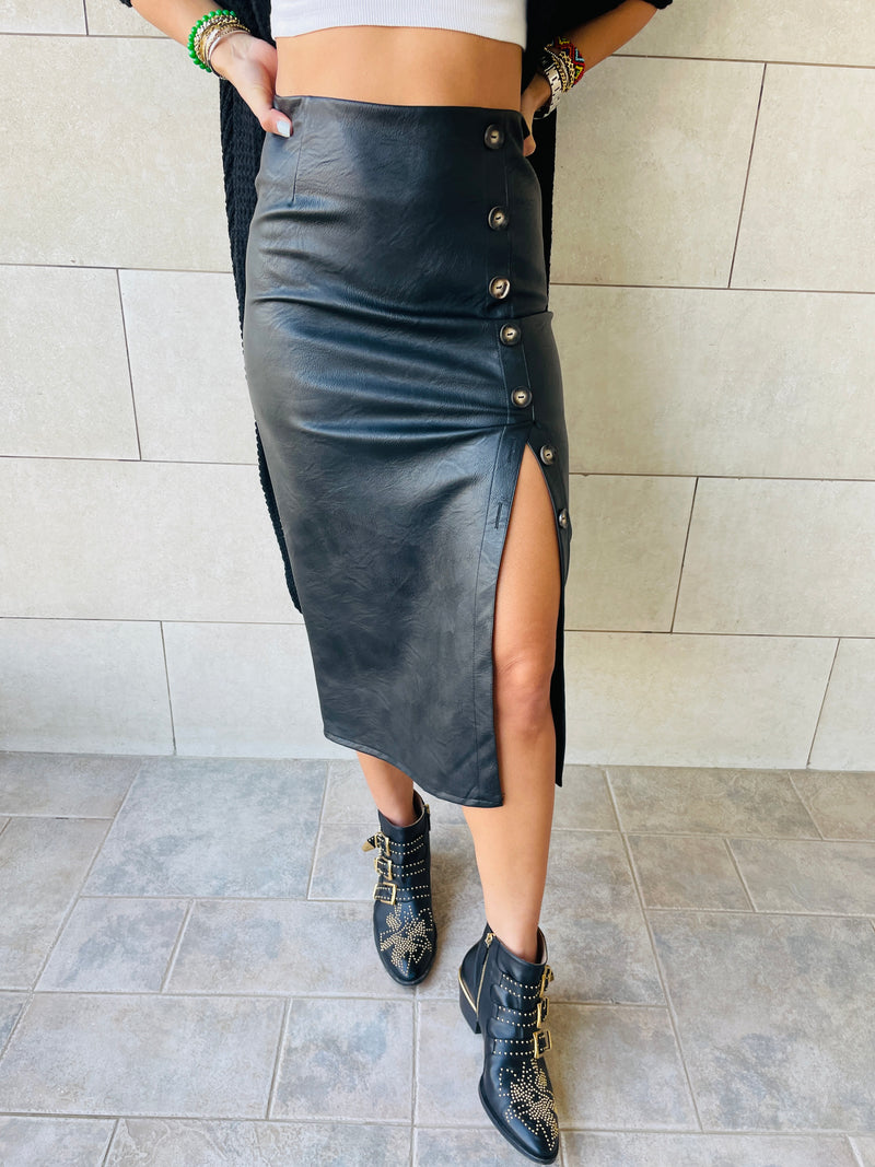 Black leather clearance skirt uk