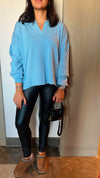 Baby Blue Loose Collard Knit