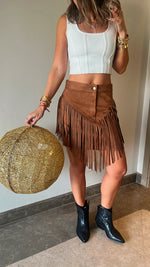 Camel Fringed Cowboy Skirt