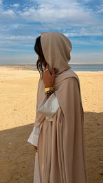 Beige Hooded Shawl Cardi