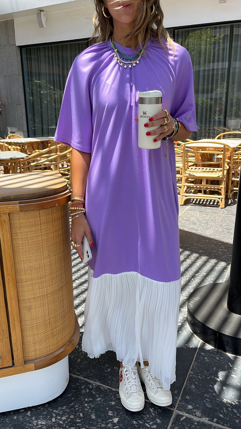 Lilac Pleats Bottom Dress