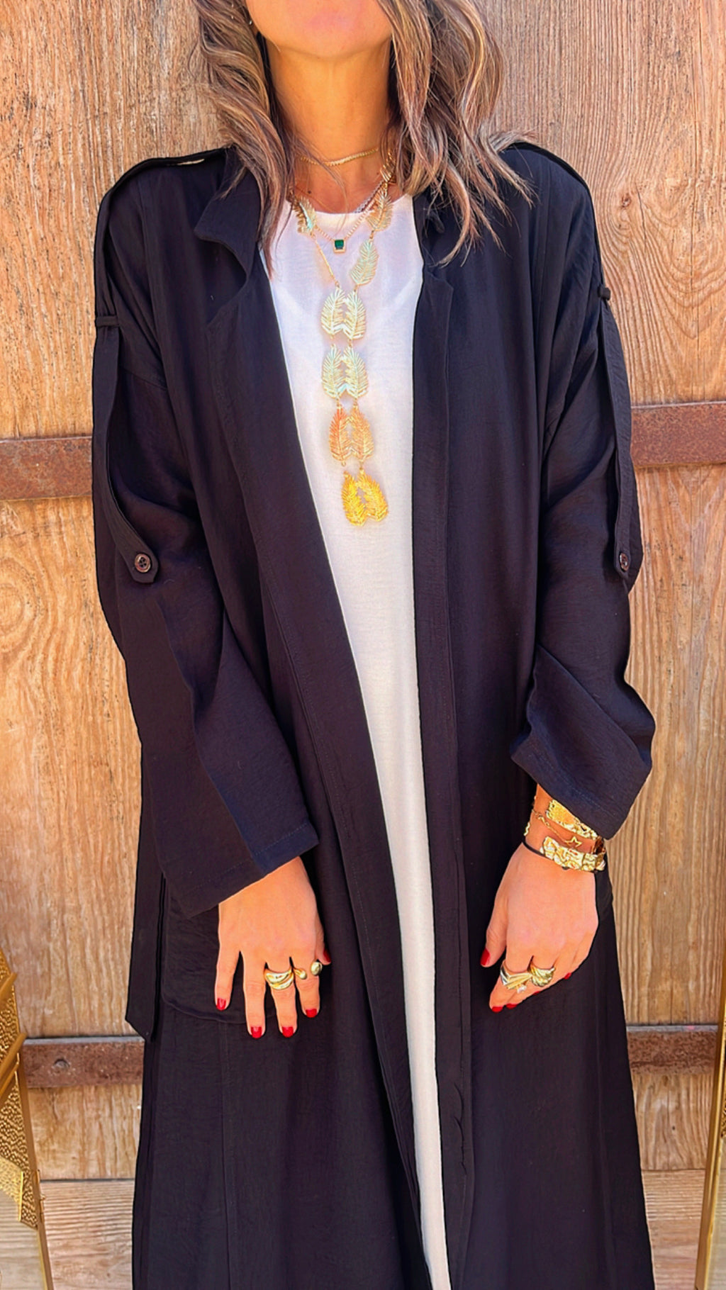 Black Trench Detail Kimono