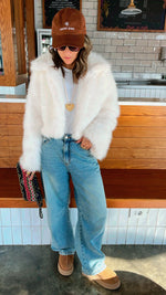 White Faux Fur Cropped Jacket