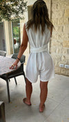 White Living By The Coast Shorts Jumpsuit