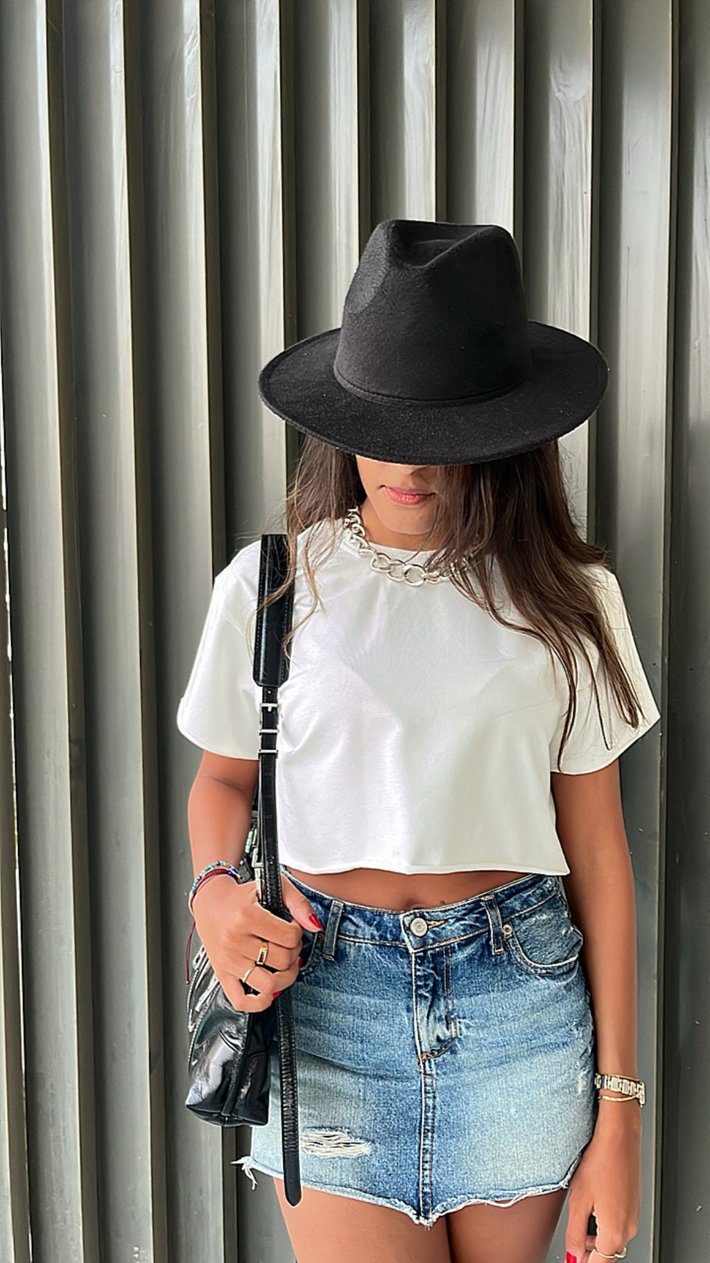 White Undone Hem Cropped Tee