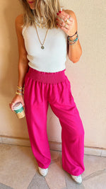 Fuchsia Elastic Boho pants