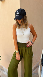 Olive Elastic Boho Pants