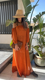 Rust Glowing And Flowing Off Shoulder Coverup