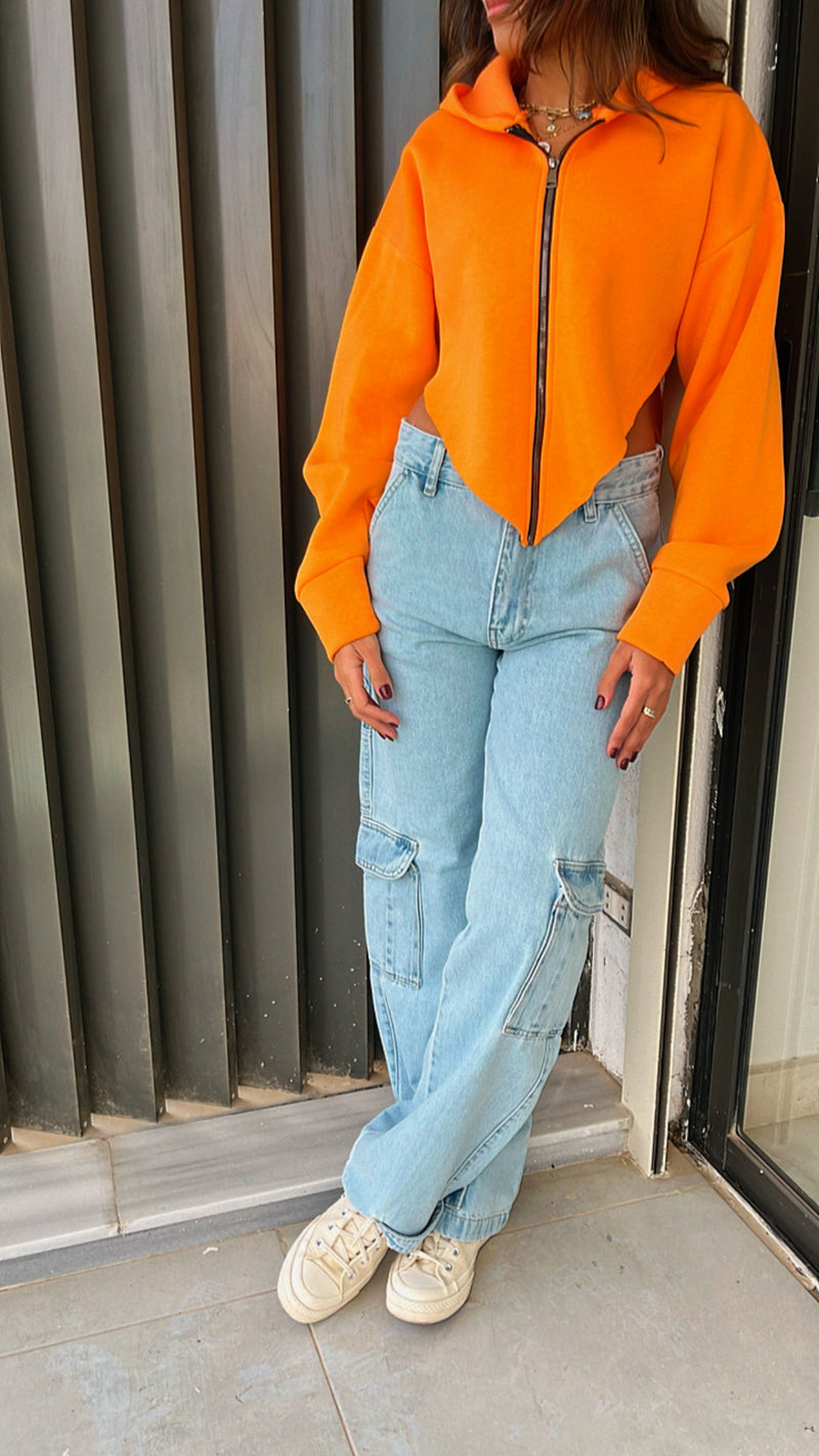 Orange V Cropped Jacket