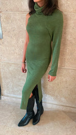 Olive High Neck One Shoulder Dress