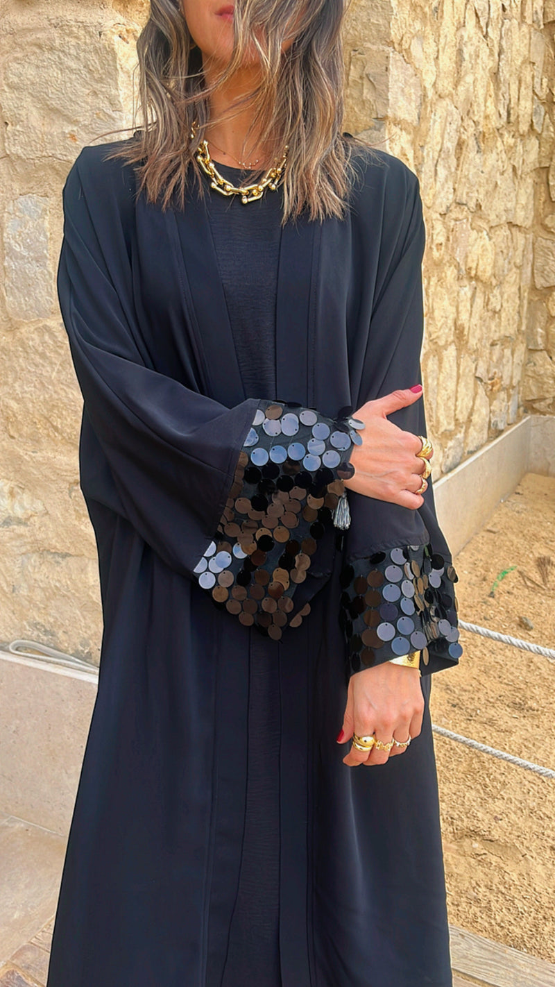 Black Fancy Embellished Kimono