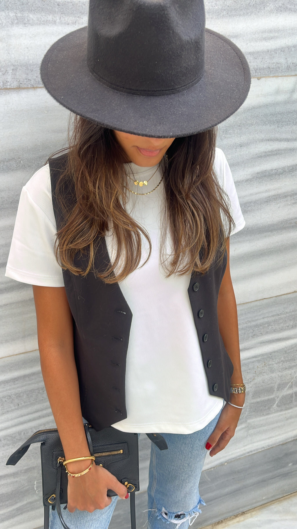White Ribbed Essential Jersey Tee
