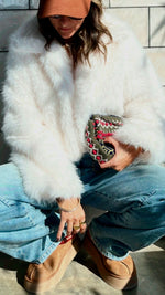 White Faux Fur Cropped Jacket