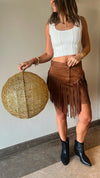 Camel Fringed Cowboy Skirt