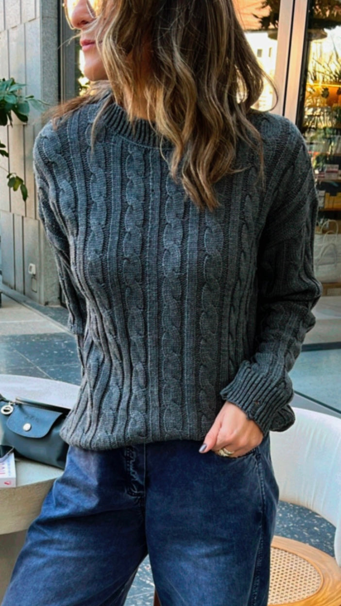 Grey Cableknit Pullover