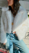 White Faux Fur Cropped Jacket