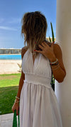 White Backless Summer Anglaise Trim Dress