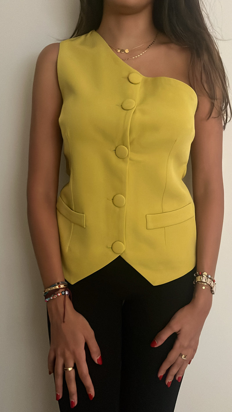 Yellow Business Girl One Shoulder Vest