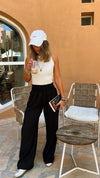 Black Elastic Boho Pants