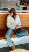 White Faux Fur Cropped Jacket