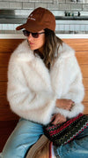 White Faux Fur Cropped Jacket