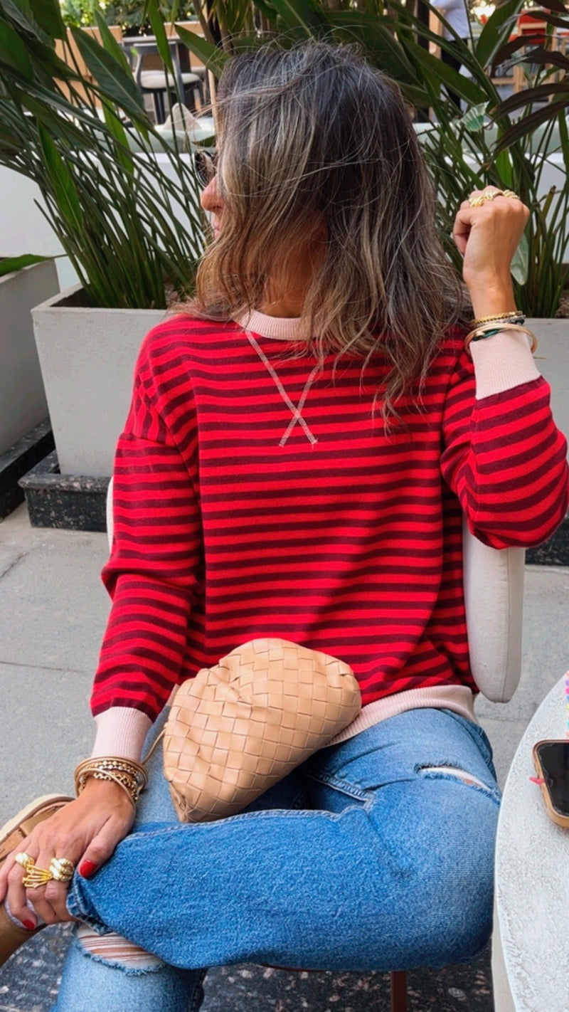 PREORDER Red Scarlet Striped Knit