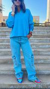 Baby Blue Loose Collard Knit