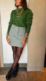 Olive Checkered Mini Skirt