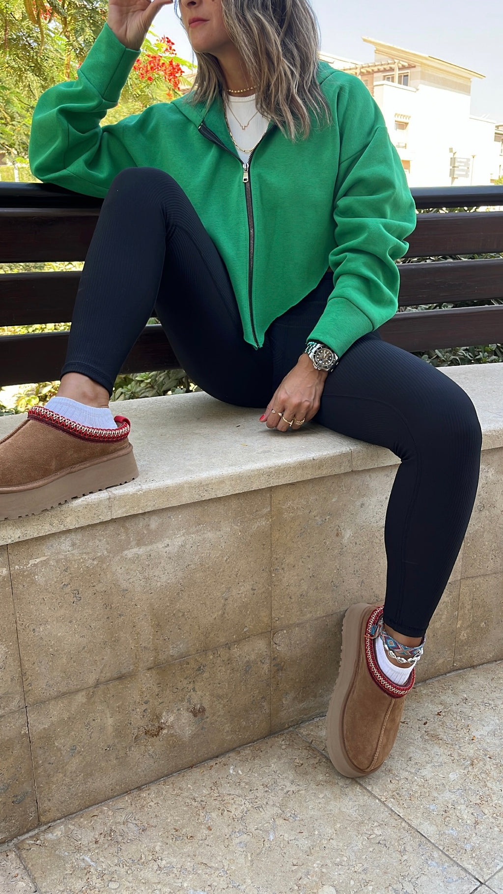 Green V Cropped Jacket