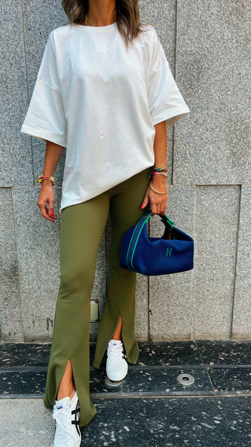 Olive Split Hem Slim Pants