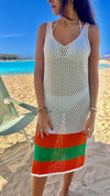 Orange Colorblock Trim Crochet Coverup