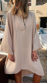 Beige Linen Breezy High low Dress