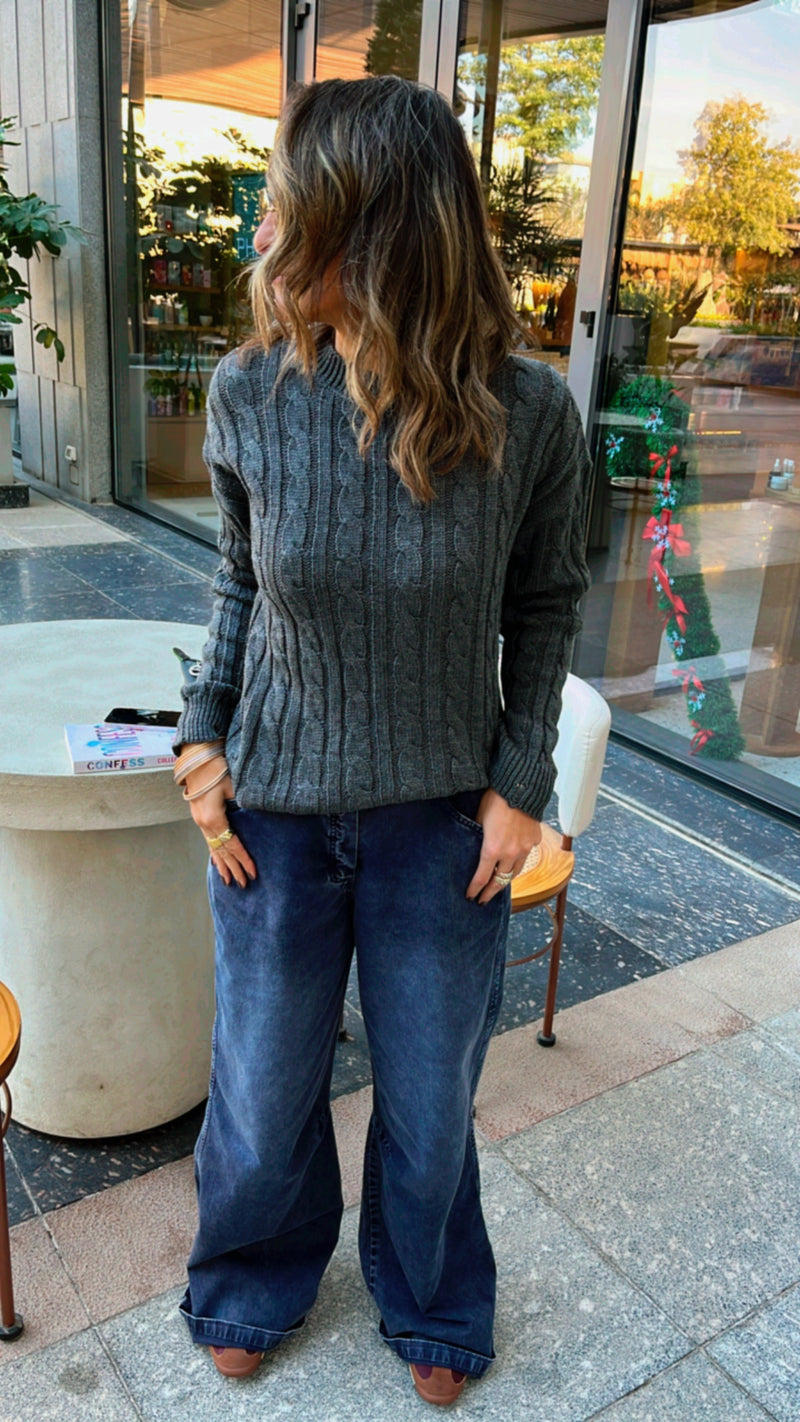 Grey Cableknit Pullover