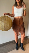 Camel Fringed Cowboy Skirt