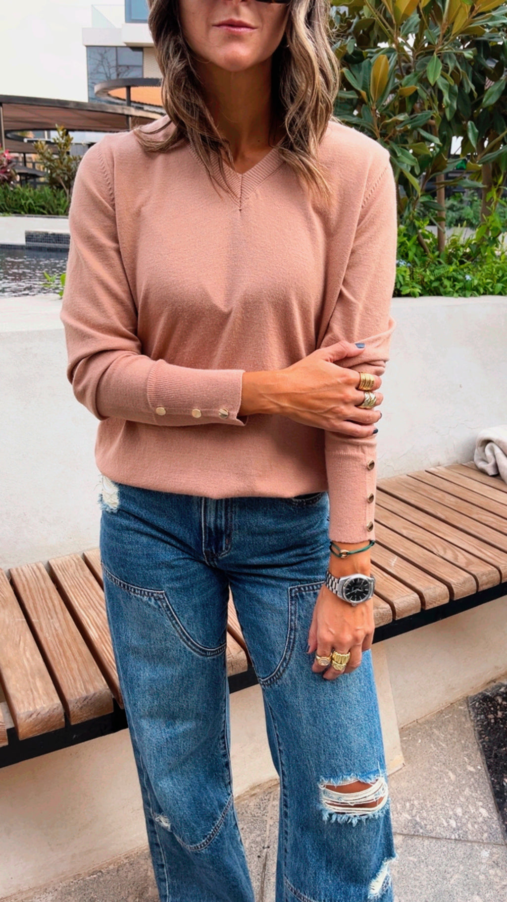 PREORDER Beige Signature V Knit Sweater