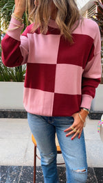 PREORDER Pink & Burgundy Checkmate Knit