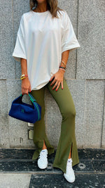 Olive Split Hem Slim Pants