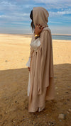 Beige Hooded Shawl Cardi