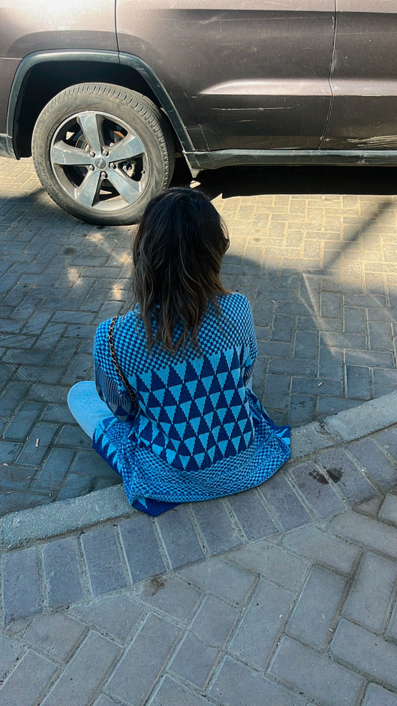 Blue All The Funk Knit Jacket