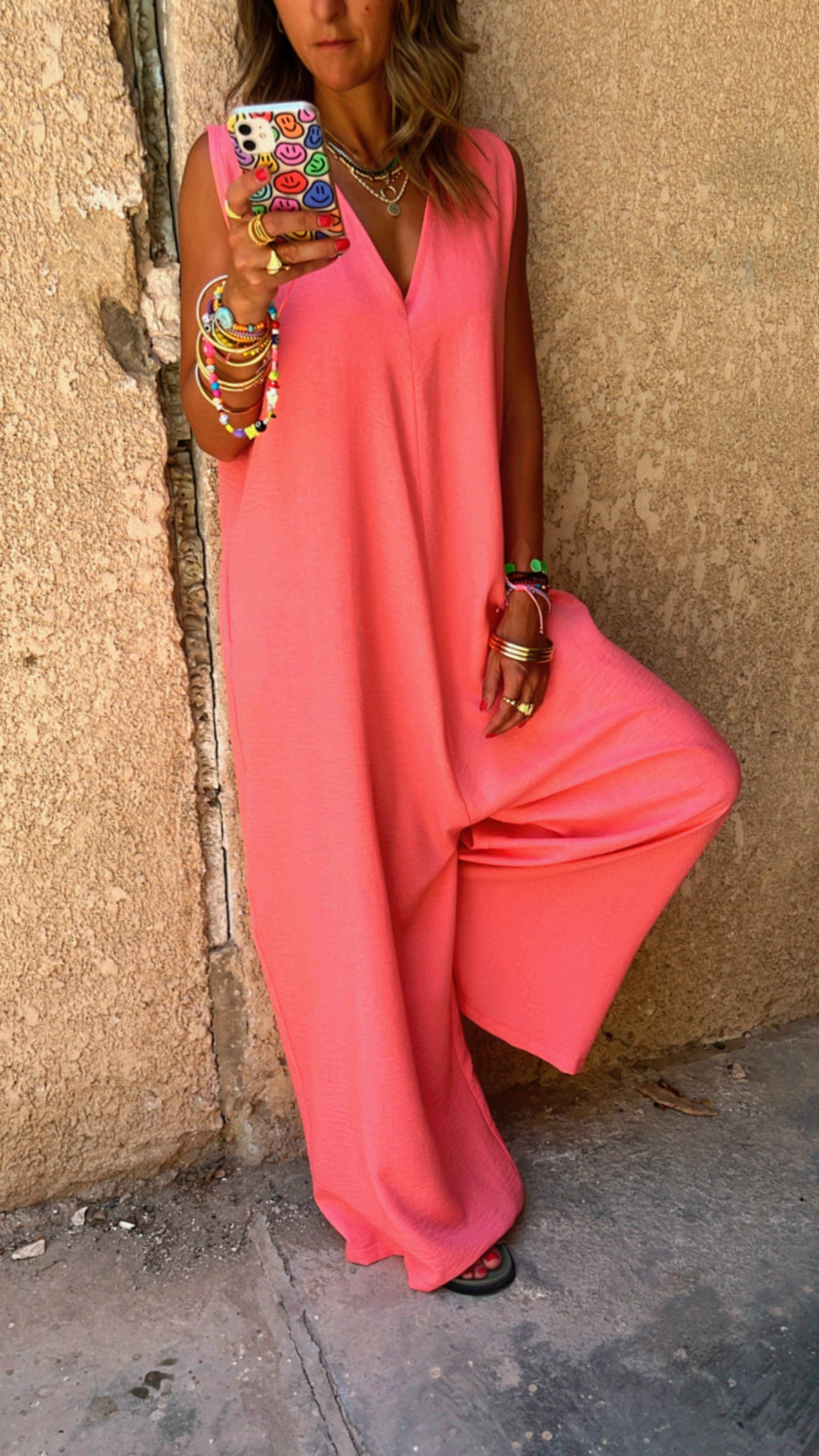 Pink Easy Day Loose Jumpsuit