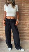 Black Satin Feel Breezy Pants