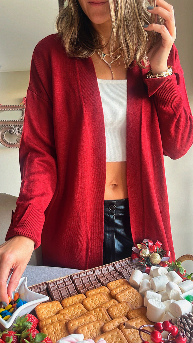 Burgundy V Cut Butter Cardi