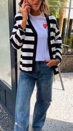 Black Striped Everyday Light Knit Cardigan