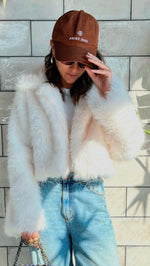 White Faux Fur Cropped Jacket