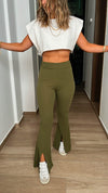 Olive Split Hem Slim Pants