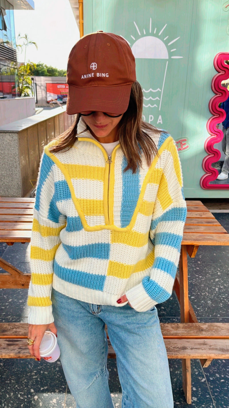 PREORDER Pastel Quarter Zip Up Sweater